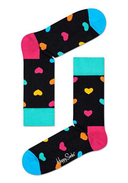 Happy Socks Heart - Nero Uomo A Buon Mercato Calzini (M3976)